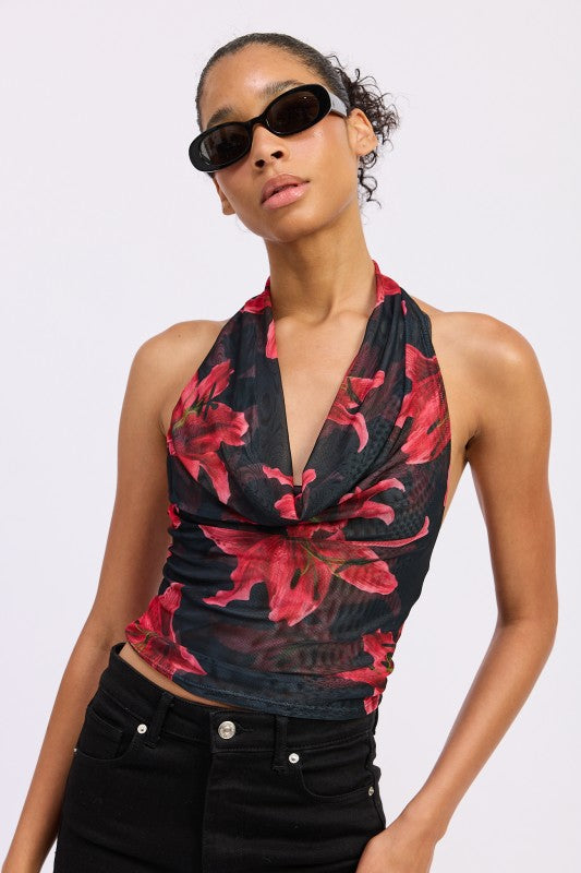 Halter Cowl Neck Top - Premium variable from Tooksie - Just $44.99! Shop now at Tooksie