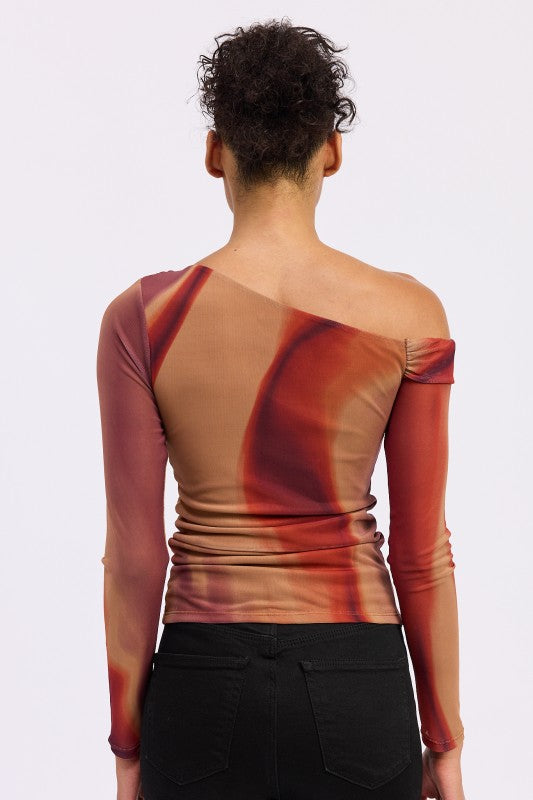Asymmetrical Off Shoulder Mesh Top - Premium variable from Tooksie - Just $41.99! Shop now at Tooksie