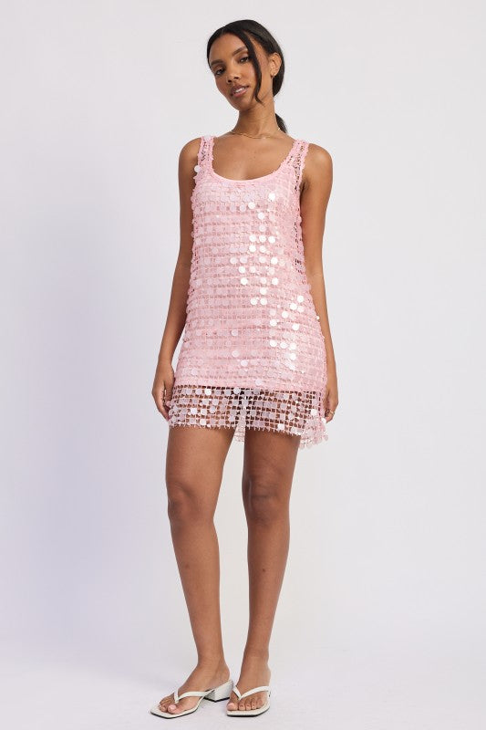 Mini Mesh Sleeveless Sequin Dress - Premium variable from Tooksie - Just $111.99! Shop now at Tooksie
