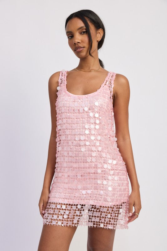 Mini Mesh Sleeveless Sequin Dress - Premium variable from Tooksie - Just $111.99! Shop now at Tooksie