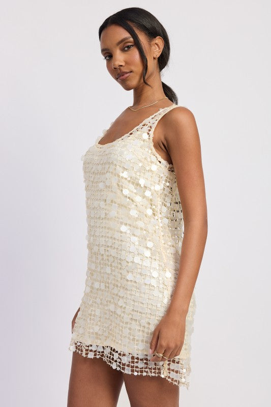 Mini Mesh Sleeveless Sequin Dress - Premium variable from Tooksie - Just $111.99! Shop now at Tooksie