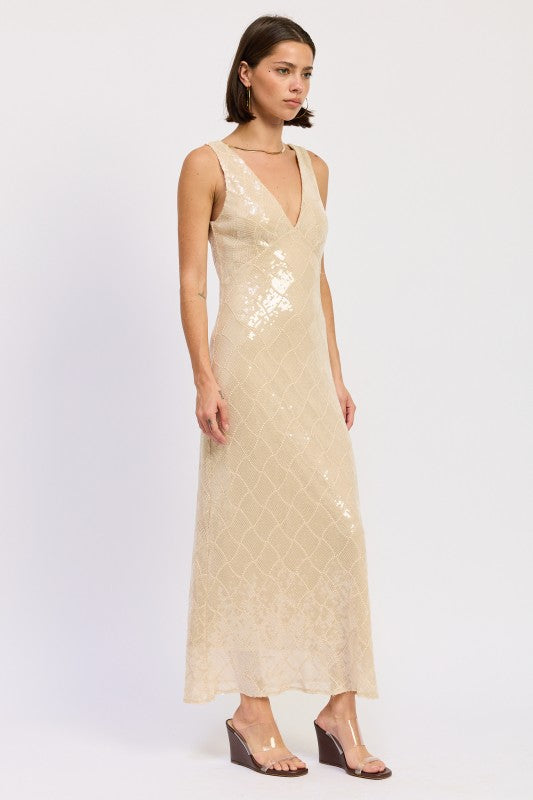 Embellished MIdi Sequin Dress With Open Scoop Back - Premium variable from Tooksie - Just $92.99! Shop now at Tooksie