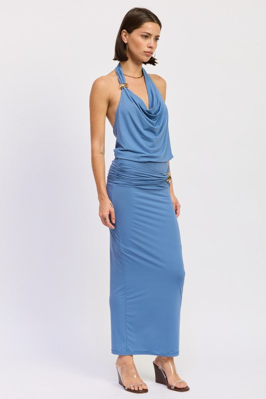 Sleeveless Cowl Neck Top With Gold Accents - Premium variable from Tooksie - Just $42.99! Shop now at Tooksie