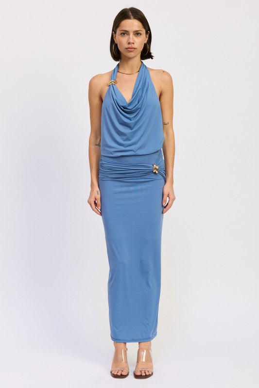 Sleeveless Cowl Neck Top With Gold Accents - Premium variable from Tooksie - Just $42.99! Shop now at Tooksie