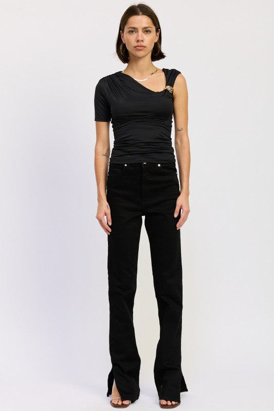 One Shoulder Asymmetrical Knit Top - Premium variable from Tooksie - Just $45.99! Shop now at Tooksie