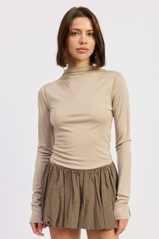 Mock Neck Long Sleeve Jersey Top - Premium variable from Tooksie - Just $45.99! Shop now at Tooksie
