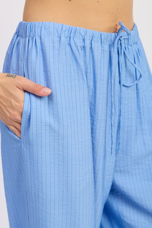 Striped Loose Trousers With Drawstring Waist - Premium variable from Tooksie - Just $67.99! Shop now at Tooksie