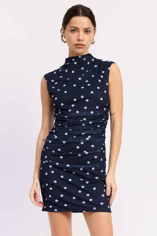 Sleeveless Mock Neck Mesh Mini Dress - Premium variation from Tooksie - Just $49.99! Shop now at Tooksie