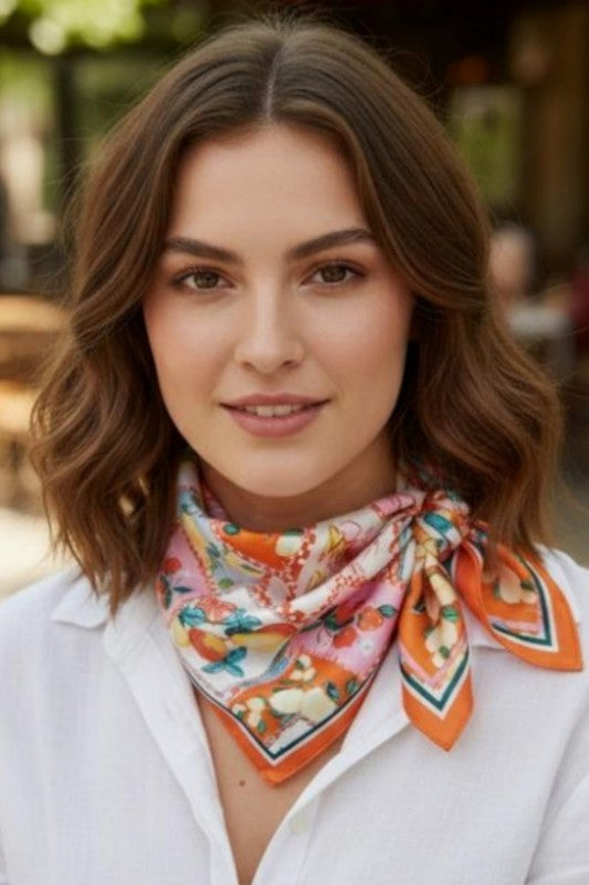 Mixed Fruit Print Satin Scarf - Premium simple from Tooksie - Just $9.99! Shop now at Tooksie