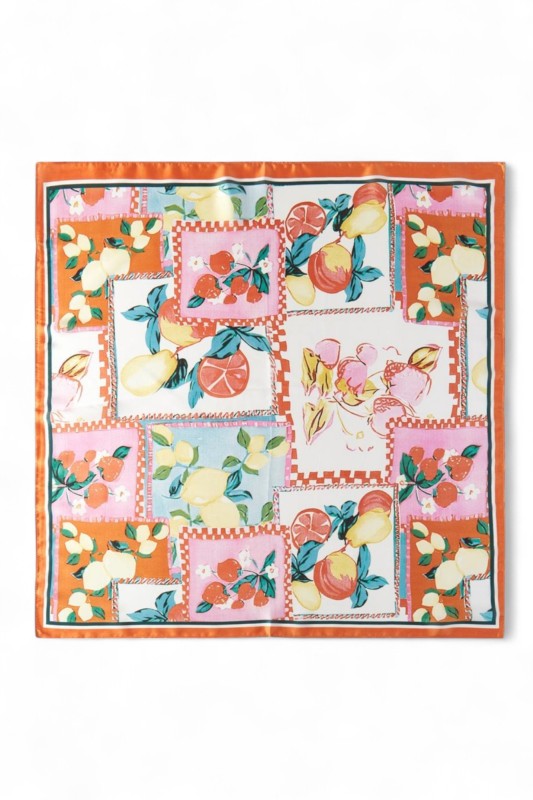 Mixed Fruit Print Satin Scarf - Premium simple from Tooksie - Just $9.99! Shop now at Tooksie