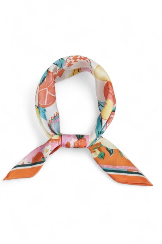 Mixed Fruit Print Satin Scarf - Premium simple from Tooksie - Just $9.99! Shop now at Tooksie