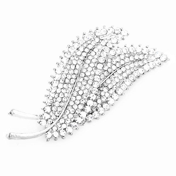 Double Leaf Rhinestone Brooch - Premium variable from Tooksie - Just $12.99! Shop now at Tooksie