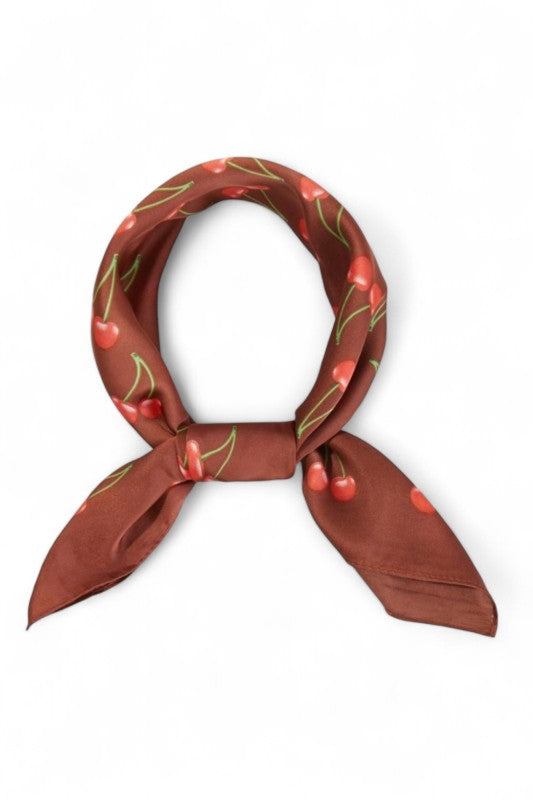 Vintage Cherry Print Satin Scarf - Premium simple from Tooksie - Just $8.99! Shop now at Tooksie