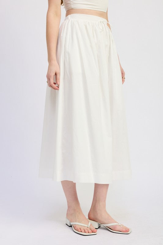 Flowy Drawstring Midi Skirt - Premium variable from Tooksie - Just $59.99! Shop now at Tooksie