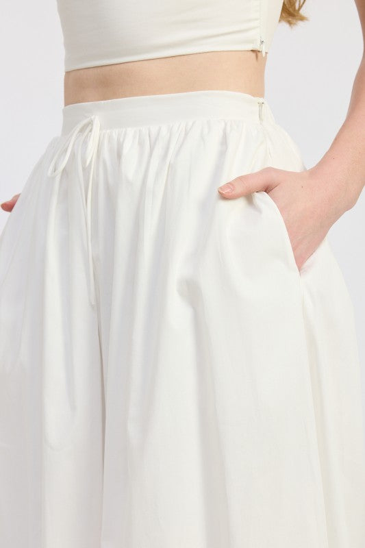 Flowy Drawstring Midi Skirt - Premium variable from Tooksie - Just $59.99! Shop now at Tooksie