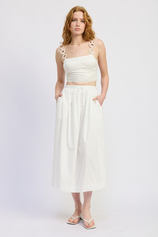Flowy Drawstring Midi Skirt - Premium variable from Tooksie - Just $59.99! Shop now at Tooksie