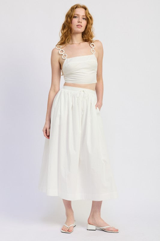 Flowy Drawstring Midi Skirt - Premium variable from Tooksie - Just $59.99! Shop now at Tooksie