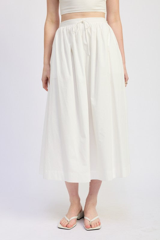 Flowy Drawstring Midi Skirt - Premium variable from Tooksie - Just $59.99! Shop now at Tooksie