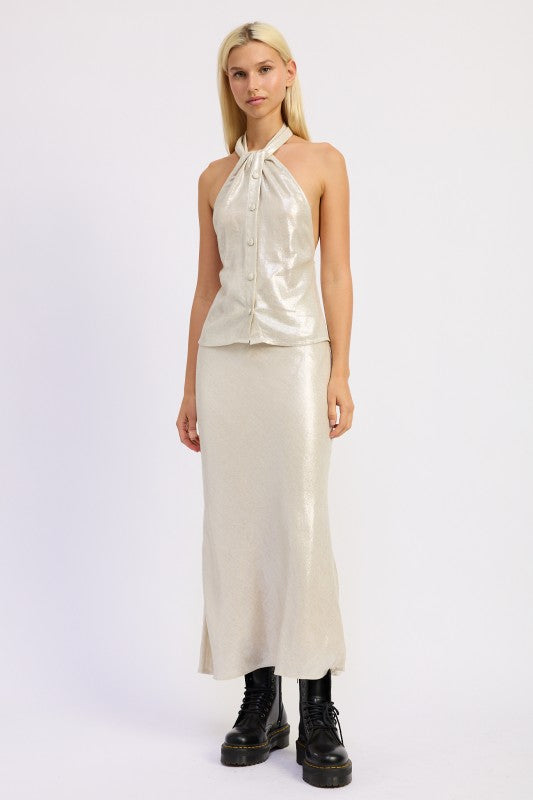 Halter Neck Button Down Top - Premium variable from Tooksie - Just $57.99! Shop now at Tooksie