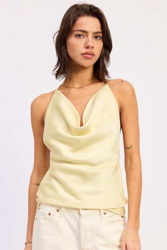 Cowl Neck Top With Open Back - Premium variable from Tooksie - Just $44.99! Shop now at Tooksie