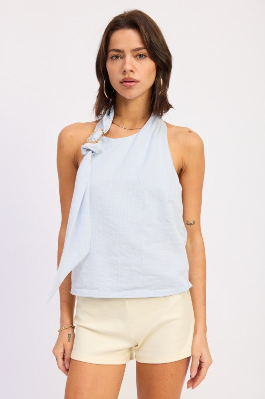 One Shoulder Top  With Scarf Detail - Premium variable from Tooksie - Just $48.99! Shop now at Tooksie