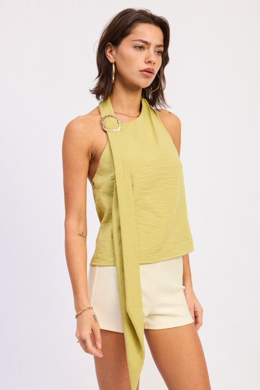 One Shoulder Top  With Scarf Detail - Premium variable from Tooksie - Just $48.99! Shop now at Tooksie