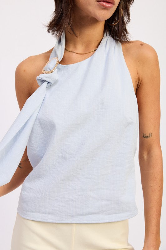 One Shoulder Top  With Scarf Detail - Premium variable from Tooksie - Just $48.99! Shop now at Tooksie