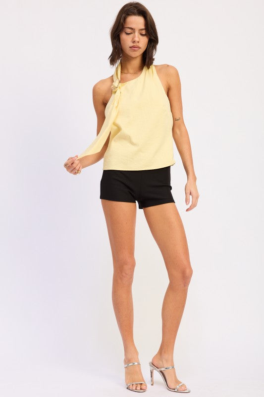 One Shoulder Top  With Scarf Detail - Premium variable from Tooksie - Just $48.99! Shop now at Tooksie