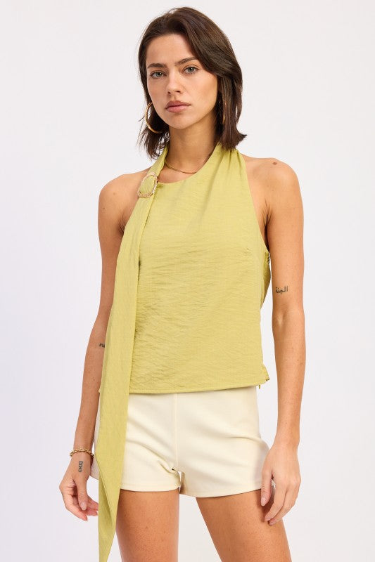 One Shoulder Top  With Scarf Detail - Premium variable from Tooksie - Just $48.99! Shop now at Tooksie