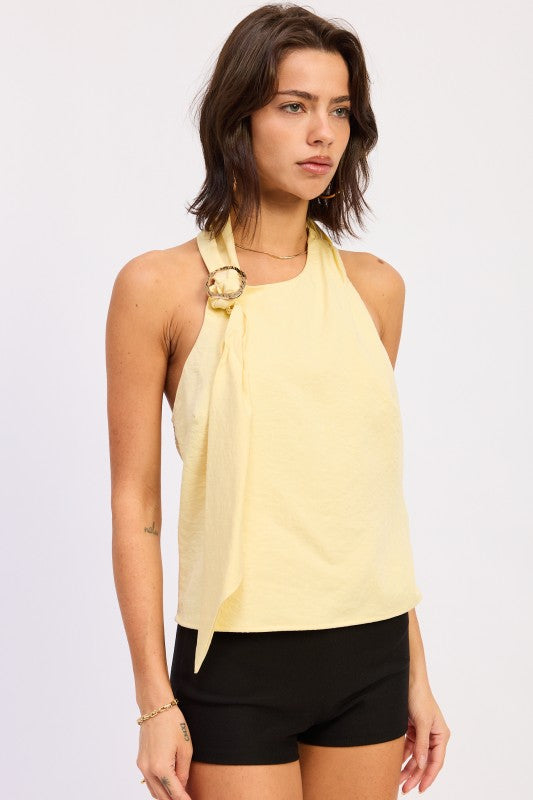 One Shoulder Top  With Scarf Detail - Premium variable from Tooksie - Just $48.99! Shop now at Tooksie
