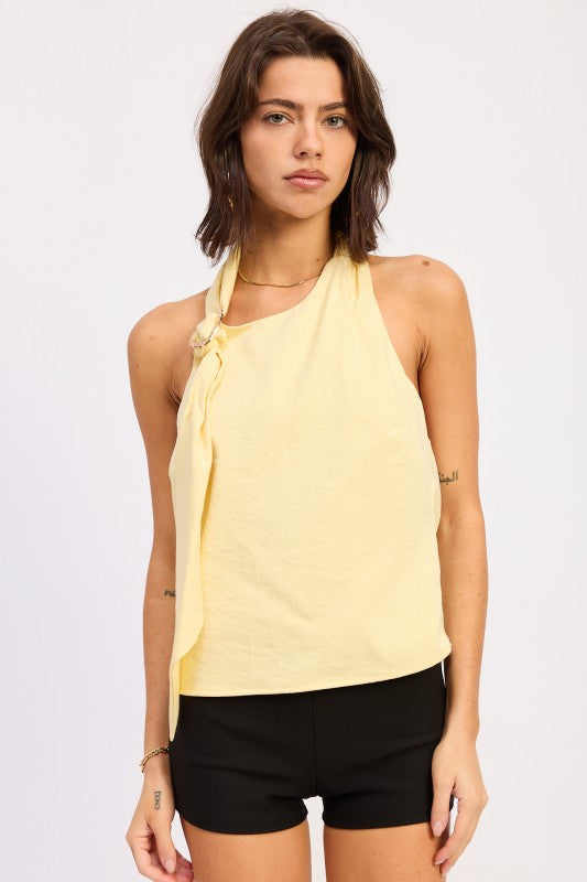 One Shoulder Top  With Scarf Detail - Premium variable from Tooksie - Just $48.99! Shop now at Tooksie