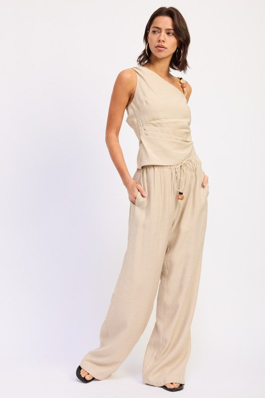 Embellished Tie-Waist Trousers - Premium variable from Tooksie - Just $62.99! Shop now at Tooksie