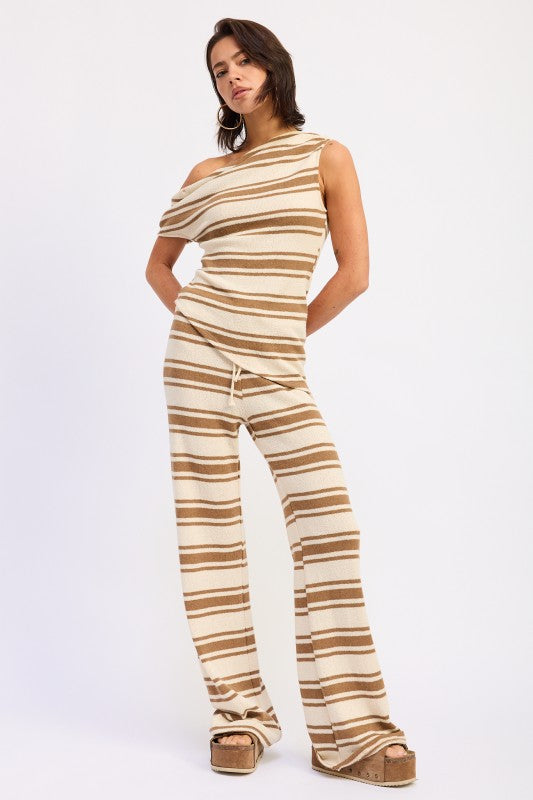 Striped Wide Leg Trousers with Drawstring Waist - Premium variable from Tooksie - Just $41.99! Shop now at Tooksie