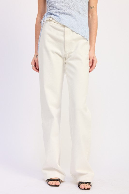 Low Rise Wide Leg Belted Jeans - Premium variable from Tooksie - Just $72.99! Shop now at Tooksie