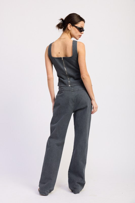 Low Rise Wide Leg Belted Jeans - Premium variable from Tooksie - Just $72.99! Shop now at Tooksie