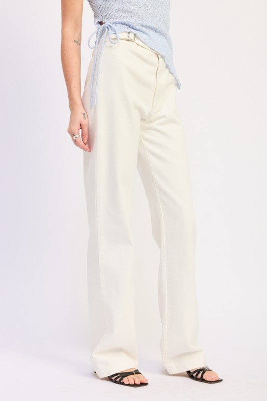 Low Rise Wide Leg Belted Jeans - Premium variable from Tooksie - Just $72.99! Shop now at Tooksie