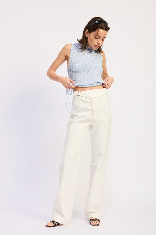 Low Rise Wide Leg Belted Jeans - Premium variable from Tooksie - Just $72.99! Shop now at Tooksie