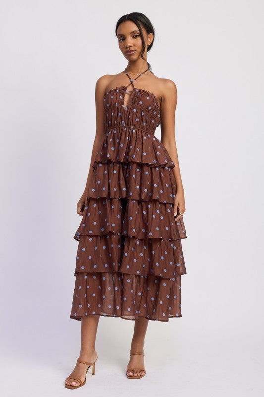 Tiered Ruffle Maxi Halter Dress - Premium variable from Tooksie - Just $91.99! Shop now at Tooksie