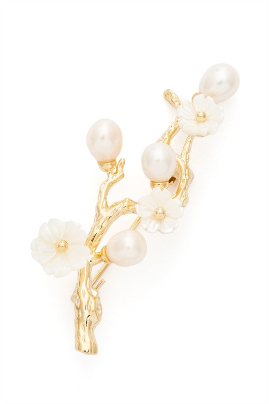 Mother of Pearl Flower Brooch - Premium simple from Tooksie - Just $46.99! Shop now at Tooksie