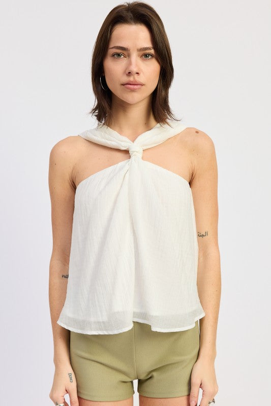 Crinkle Top with Front Tie - Premium variable from Tooksie - Just $45.99! Shop now at Tooksie