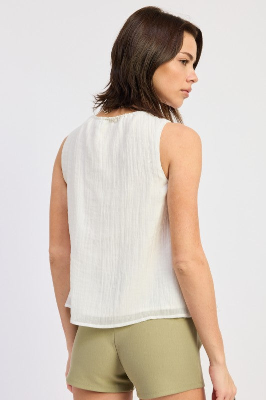 Crinkle Top with Front Tie - Premium variable from Tooksie - Just $45.99! Shop now at Tooksie