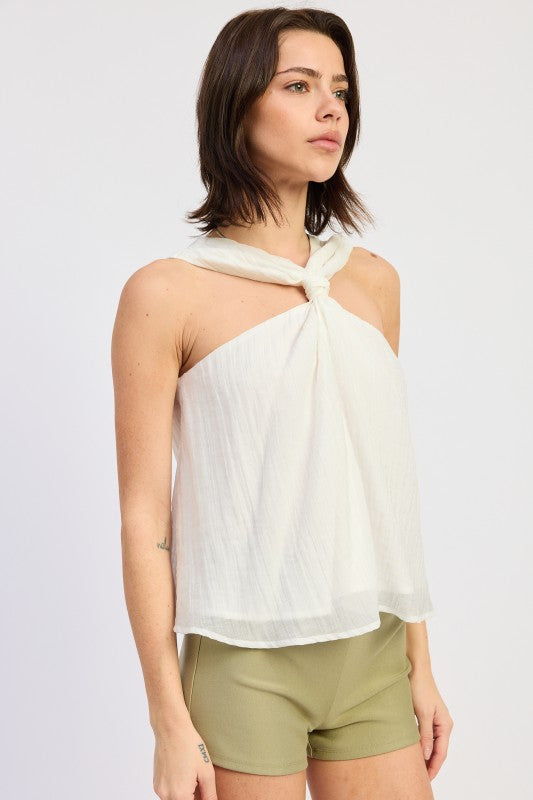 Crinkle Top with Front Tie - Premium variable from Tooksie - Just $45.99! Shop now at Tooksie