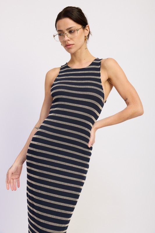 Striped Ribbed Maxi Dress - Premium variable from Tooksie - Just $42.99! Shop now at Tooksie