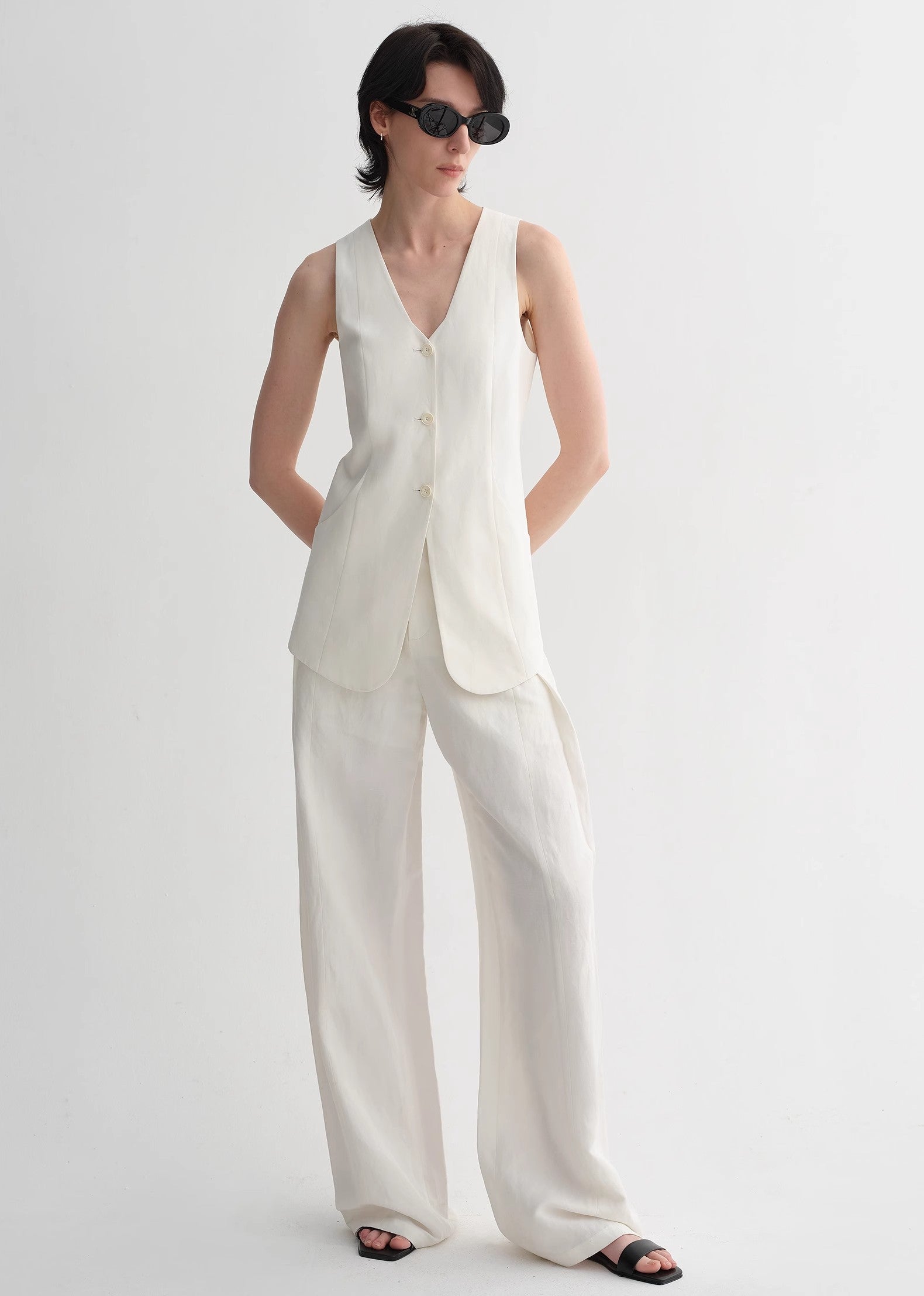 Mulberry Silk Linen Vest and Trouser Set - Premium variable from Tooksie - Just $113.99! Shop now at Tooksie