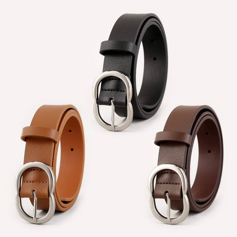 Skinny Belt with Oval Buckle - Premium variable from Tooksie - Just $42.99! Shop now at Tooksie
