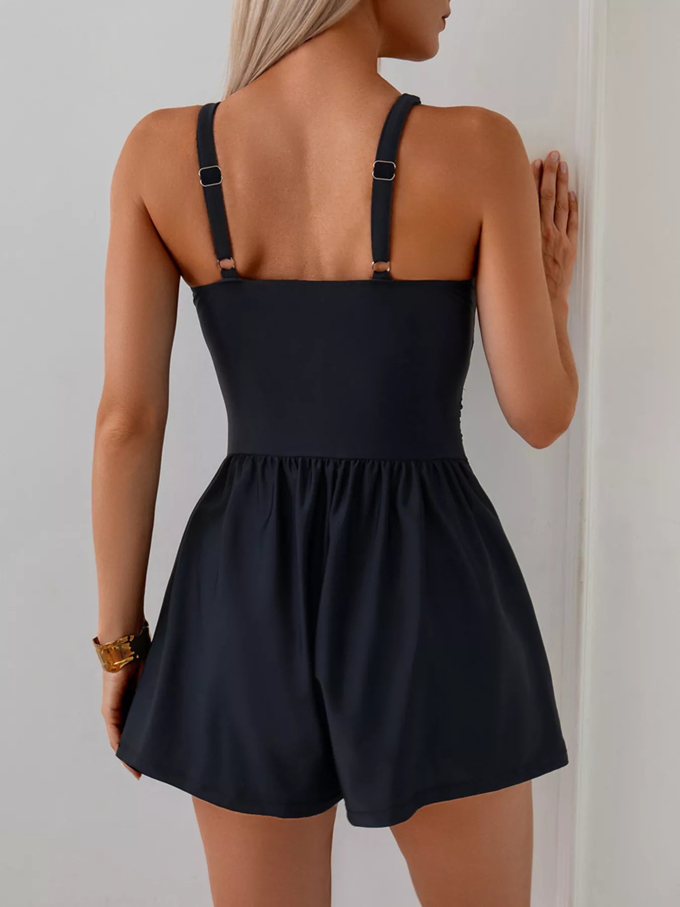 V-Neck Spaghetti Strap Swim Romper - Premium variable from Tooksie - Just $37.99! Shop now at Tooksie