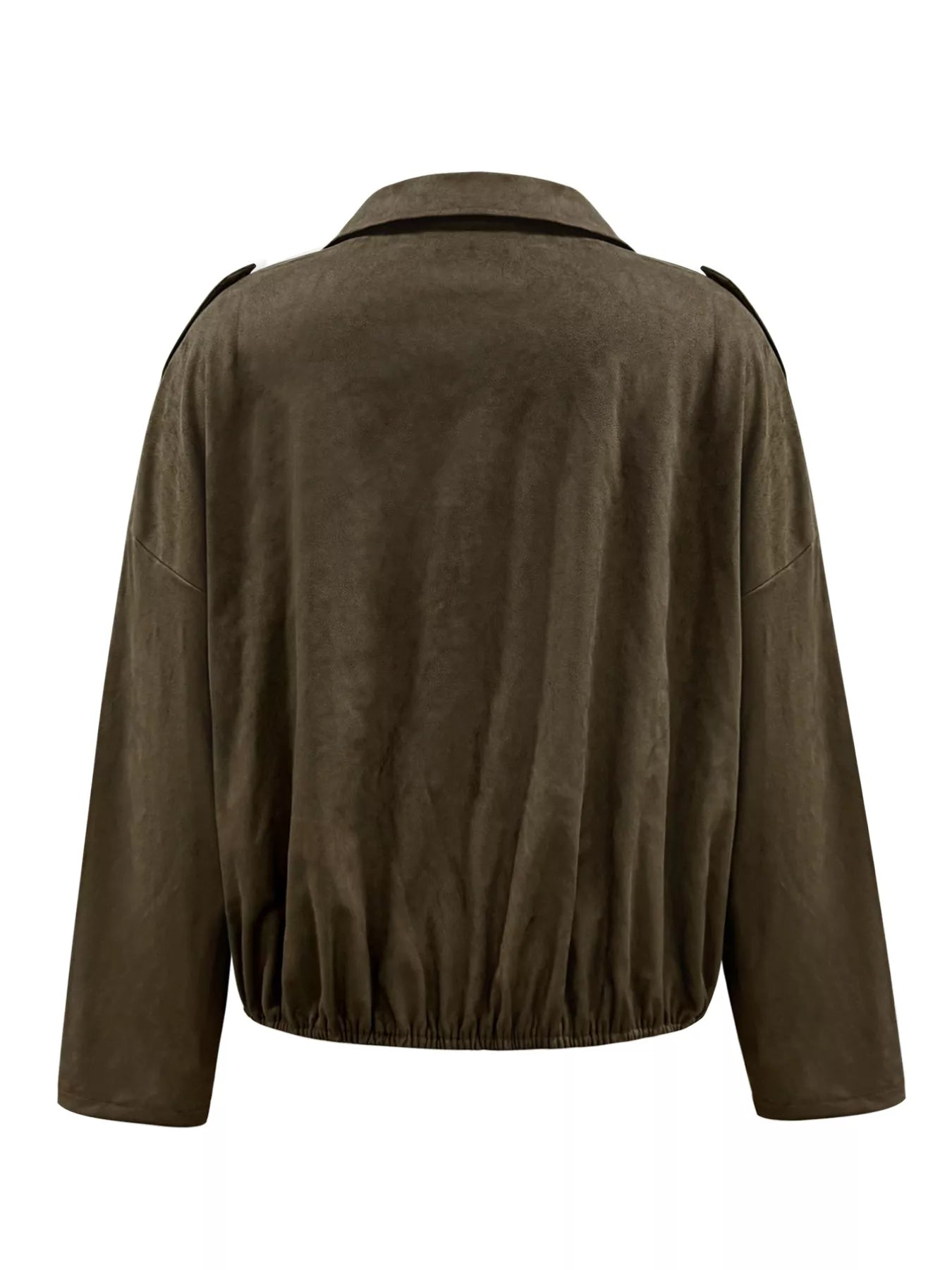 Suede Inspired Cropped Bomber Jacket - Premium variable from Tooksie - Just $65.99! Shop now at Tooksie