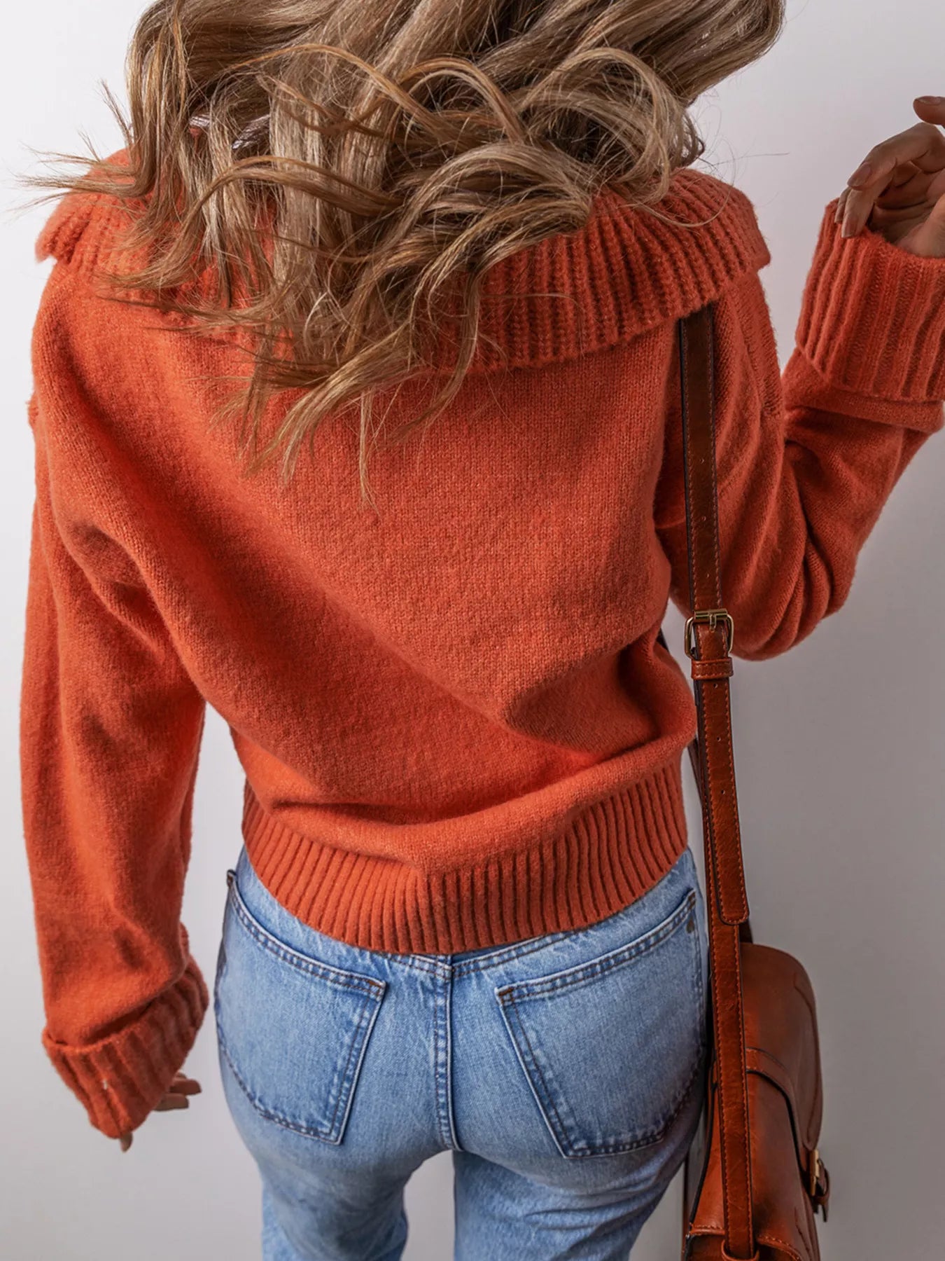 Collared V Neck Ribbed Edge Sweater - Premium variable from Tooksie - Just $44.99! Shop now at Tooksie