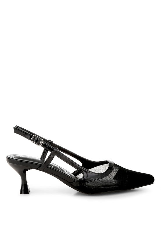 Mesh Kitten Heel Slingbacks - Premium variable from Tooksie - Just $37.99! Shop now at Tooksie