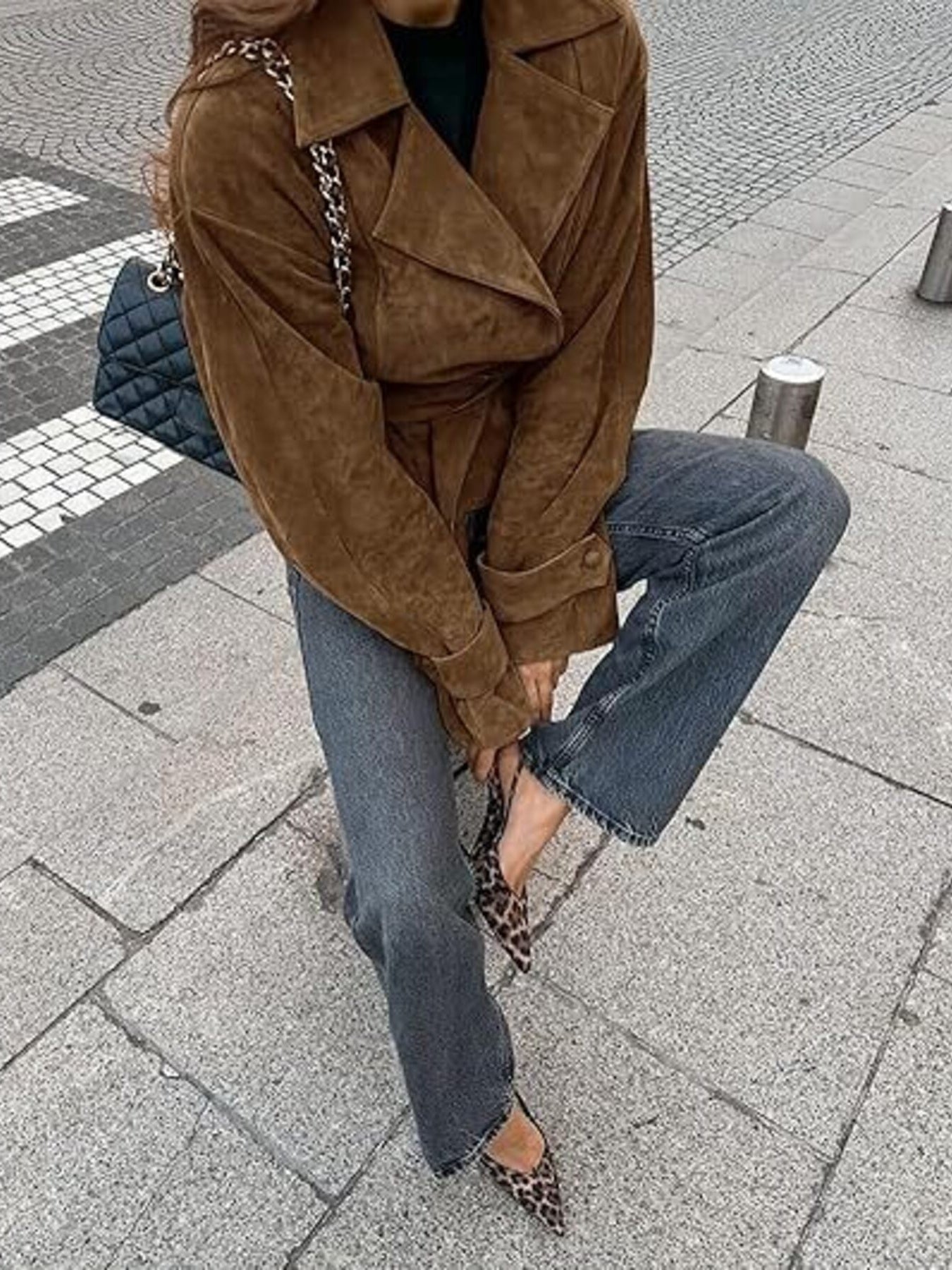 Faux Suede Tie Waist Jacket - Premium variable from Tooksie - Just $86.99! Shop now at Tooksie